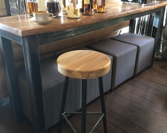 Trippie Sixsmith - Three Legged Bar Stool with Chunky Sycamore Seat