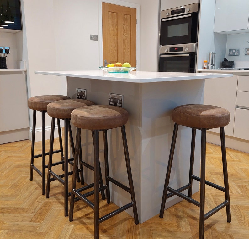 brown leather breakfast bar stools