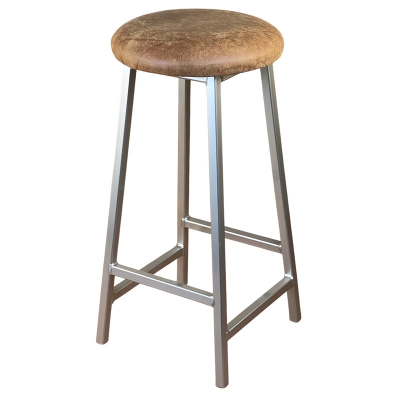 Bertie N Tanner Nickle Finish Bar Stool with Leather Seat image 7