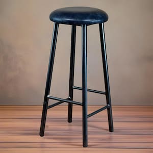Rick Tanner - Round Frame Bar Stool with Leather Seat