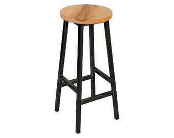 Charlie Ashdown - Chunky Square Frame Bar Stool with Ash Seat