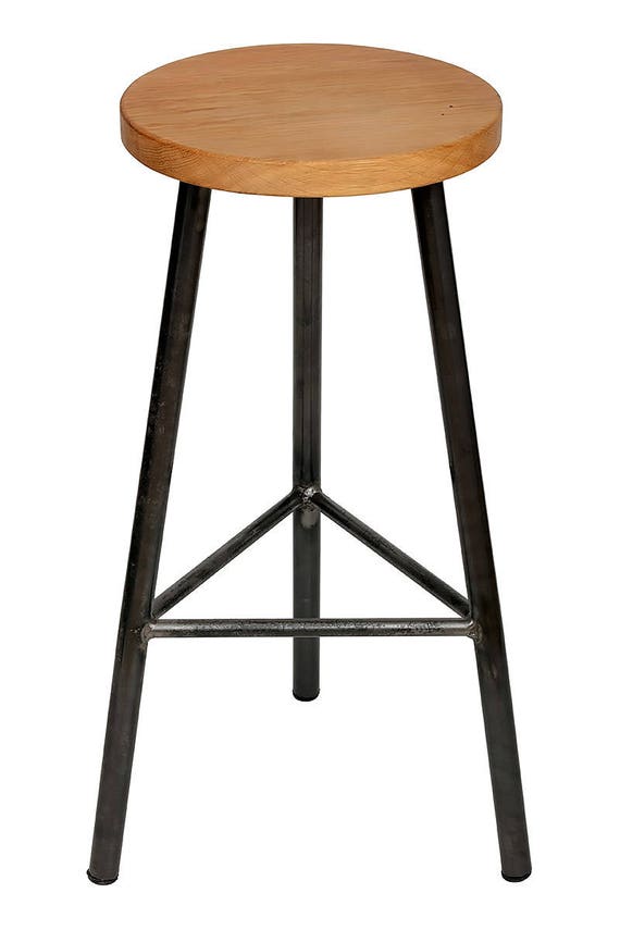 Trippie Oakman Three Legged Bar Stool With Oak Seat Etsy
