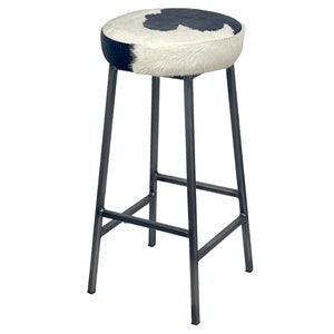 PLWMPTY JECKEL Natural Cowhide STOOL - Kitchen Island Handcrafted Leather Bar Stool