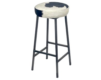 PLWMPTY JECKEL Natural Cowhide STOOL - Kitchen Island Handcrafted Leather Bar Stool