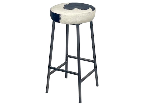 PLWMPTY JECKEL Natural Cowhide STOOL - Kitchen Island Handcrafted Leather Bar Stool