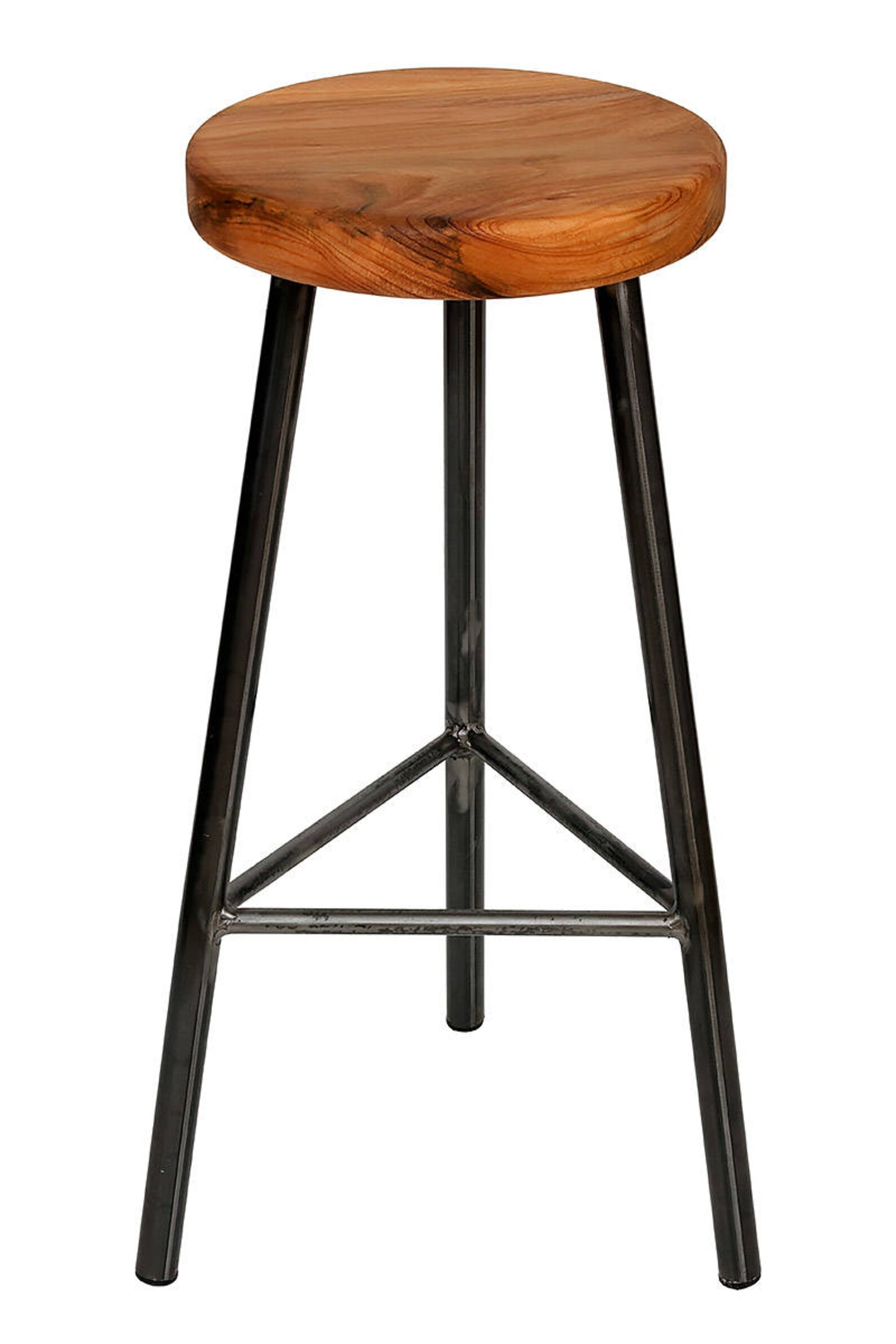 Trippie Elmsworth Three Legged Bar Stool With Chunky Elm Etsy