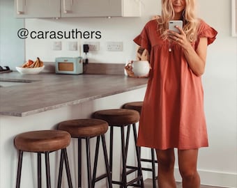 Bertie Hyde - Steel Frame Industrial Bar Stool with Thick Leather Seat