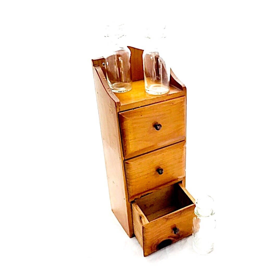 Apothecary Cabinet Small Vintage 1970s Manchester Wood Styled Apothecary Cabinet Small Vintage 1970s Manchester Wood Styled By Louis Thompson 13 X 4 3 X3 Three Drawers Wall Decor
