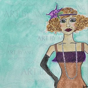 Blondie Flapper Original Painting – 1920s Art Deco Woman, Vintage Glam Wall Art