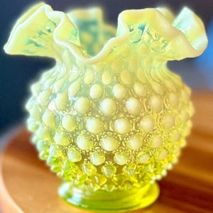 Fenton Opalescent Yellow Vases - Etsy
