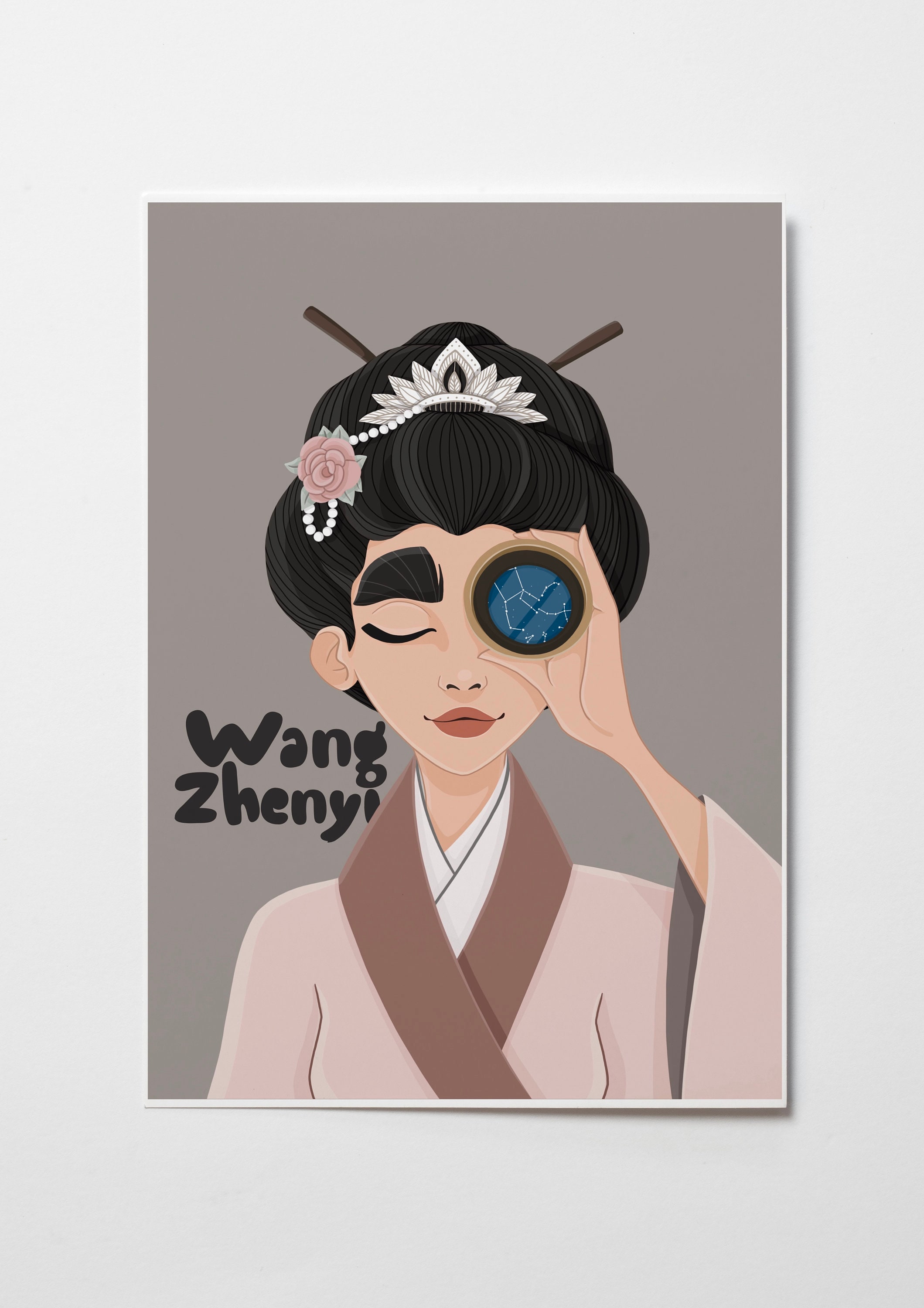 Inspiring Women in History Feminist Wall Art Asian Female Scientist Wang Zhenyi Wall Art Women Empowerment Portrait