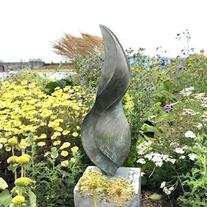 Garden sculpture abstract, bronze modern outdoor statue, 66cm Undulation garden decor