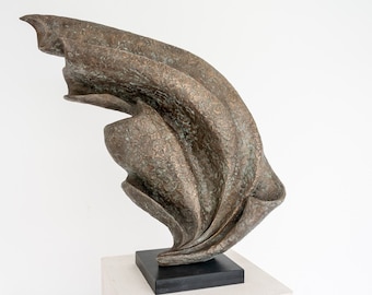 Bronze Modern garden sculpture, 'Wave', Limited edition sculpture, abstract sculpture, large garden statue, contemporary yard sculpture