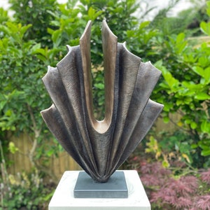 Large modern garden sculpture, Unwavering bronze sculpture, outdoor abstract sculpture, contemporary sculpture, yard statue image 1