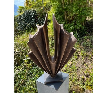 Large modern garden sculpture, Unwavering bronze sculpture, outdoor abstract sculpture, contemporary sculpture, yard statue image 2