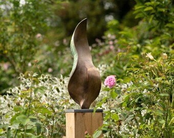 Bronze modern garden sculpture, 'Undulation', Limited edition, abstract garden sculpture, contemporary garden statue