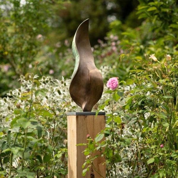 Bronze modern garden sculpture, 'Undulation', Limited edition, abstract garden sculpture, contemporary garden statue