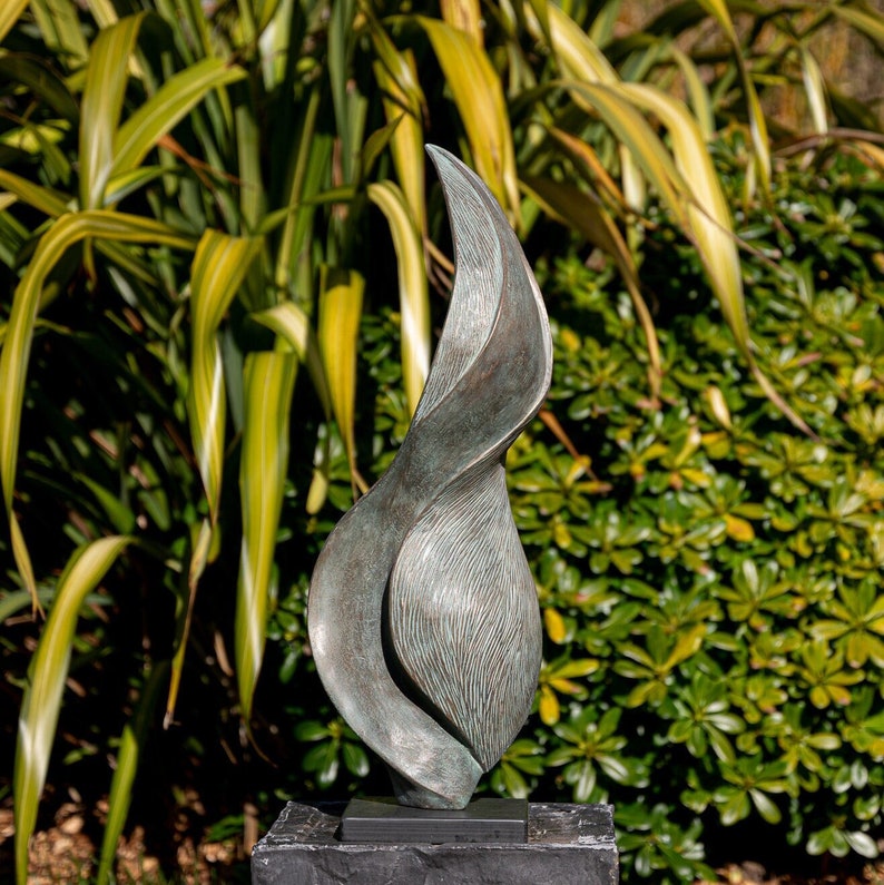 Bronze modern garden sculpture, 'Undulation', Limited edition, abstract garden sculpture, contemporary garden statue image 1