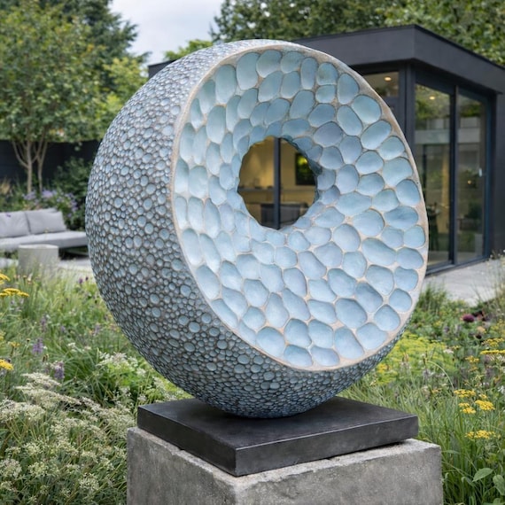 XL Abstract Form II sculpture – Large Modern Garden Sculpture in Cold Cast Bronze | Statement Outdoor Art | 58cm / 23in. height