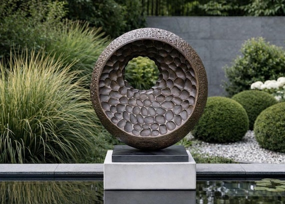 Outdoor sculpture, Large bronze abstract: 58cm x 56cm garden statue