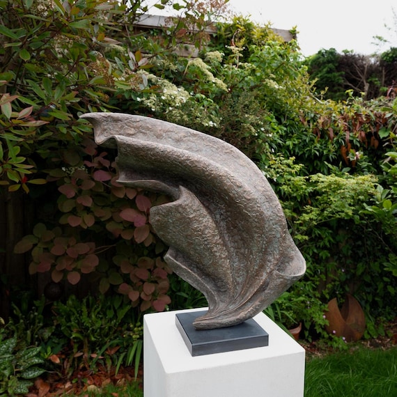 Large Bronze garden sculpture, Wave contemporary outdoor sculpture, outdoor modern statue, Limited edition outdoor statue, handmade