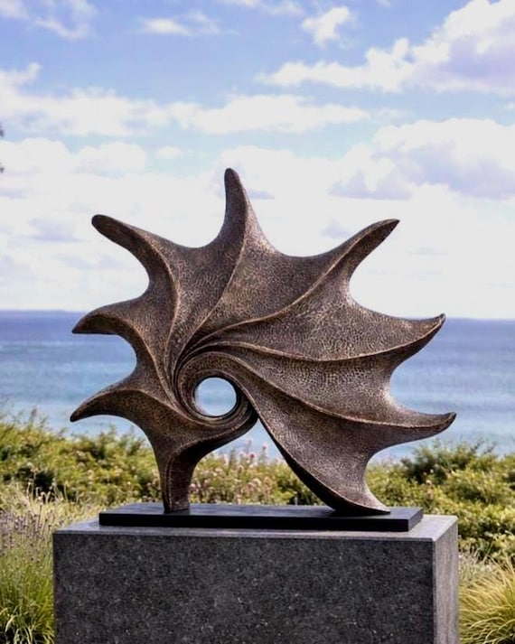 Garden sculpture modern, Large bronze abstract statue: 73cm x 81cm, (29in x 33in), Ocean