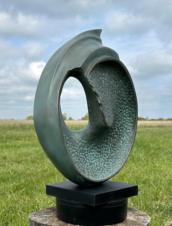 Abstract bronze outdoor sculpture, shell garden sculpture, outdoor modern sculpture, garden design sculpture, Fiji Garden Sculpture,