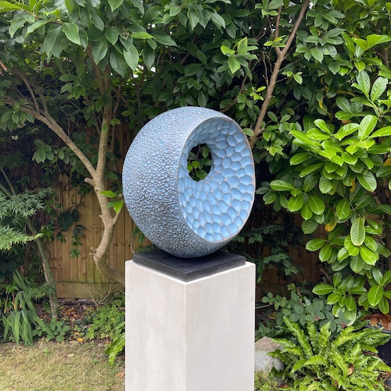 Large garden sculpture, Outdoor bronze abstract sculpture, contemporary outdoor sculpture, modern garden statue, 'Blue Abstract Form II'