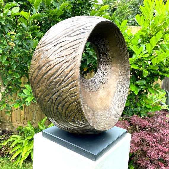 Garden sculpture modern, Large bronze abstract statue: 56cm / 22 in, Low Tide