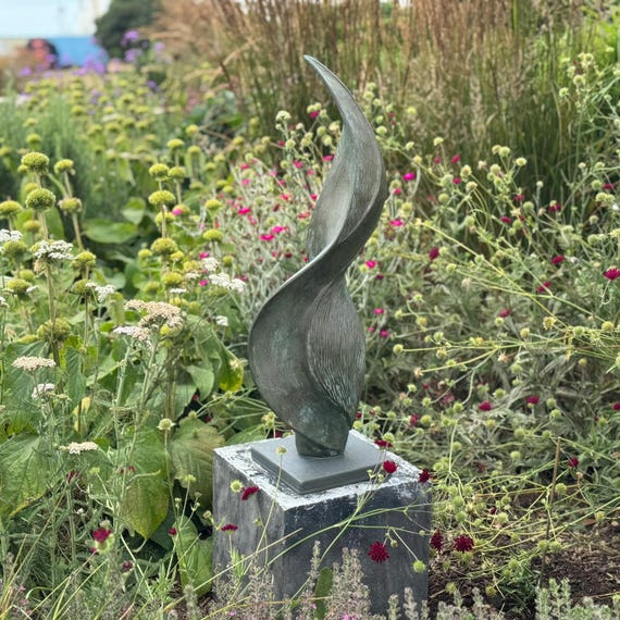Organic garden sculpture, abstract bronze garden sculpture, contemporary garden statue, 'Undulation', Limited edition sculpture