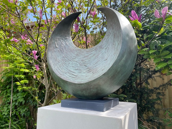 Modern garden sculpture, bronze outdoor garden statue, yard decor statue, abstract bronze sculpture, modern garden statue, Sunset sculpture