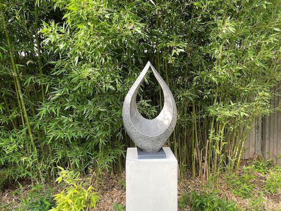 Garden sculpture modern, Silver abstract outdoor statue: 70cm / 28 in Together garden decor