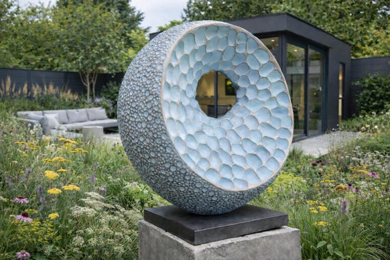 XL Abstract Form II sculpture – Large Modern Garden Sculpture in Cold Cast Bronze | Statement Outdoor Art | 58cm / 23in. height