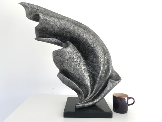 Large garden sculpture, silver abstract statue: Wave  57cm / 22in garden decor