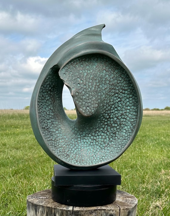 Abstract bronze outdoor sculpture, shell garden sculpture, outdoor modern sculpture, garden design sculpture, Fiji Garden Sculpture,