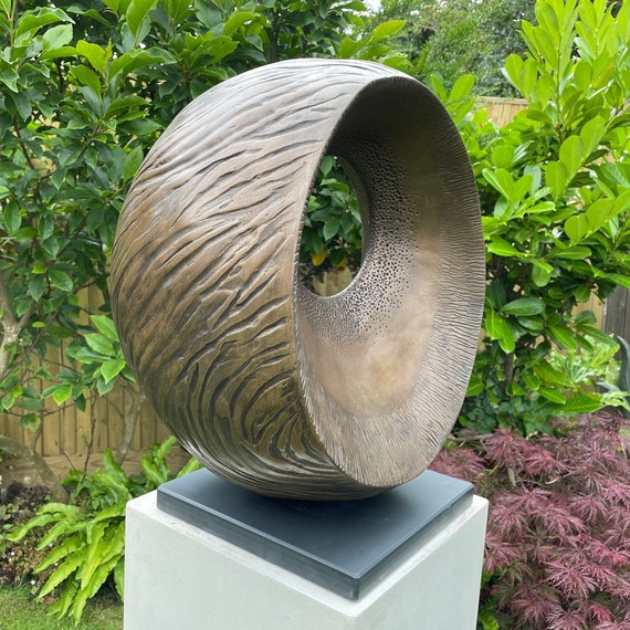 Outdoor garden sculpture, Large bronze abstract statue: 56cm / 22 in 'Low Tide'