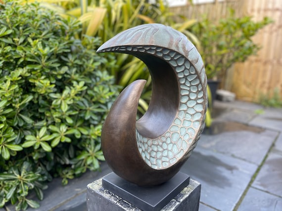 Bronze organic outdoor sculpture, abstract garden sculpture, garden statue art, garden design sculpture, 'Shoreline' sculpture