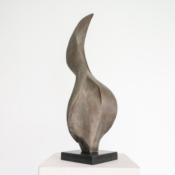 Garden sculpture abstract, bronze modern outdoor statue, 66cm Undulation garden decor