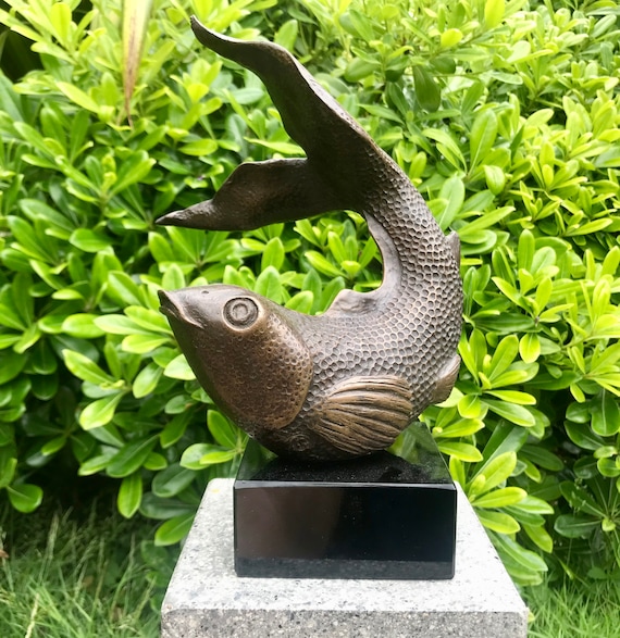 Koi fish sculpture, Bronze limited edition Sculpture, fish garden ornament, Koi Fish Art
