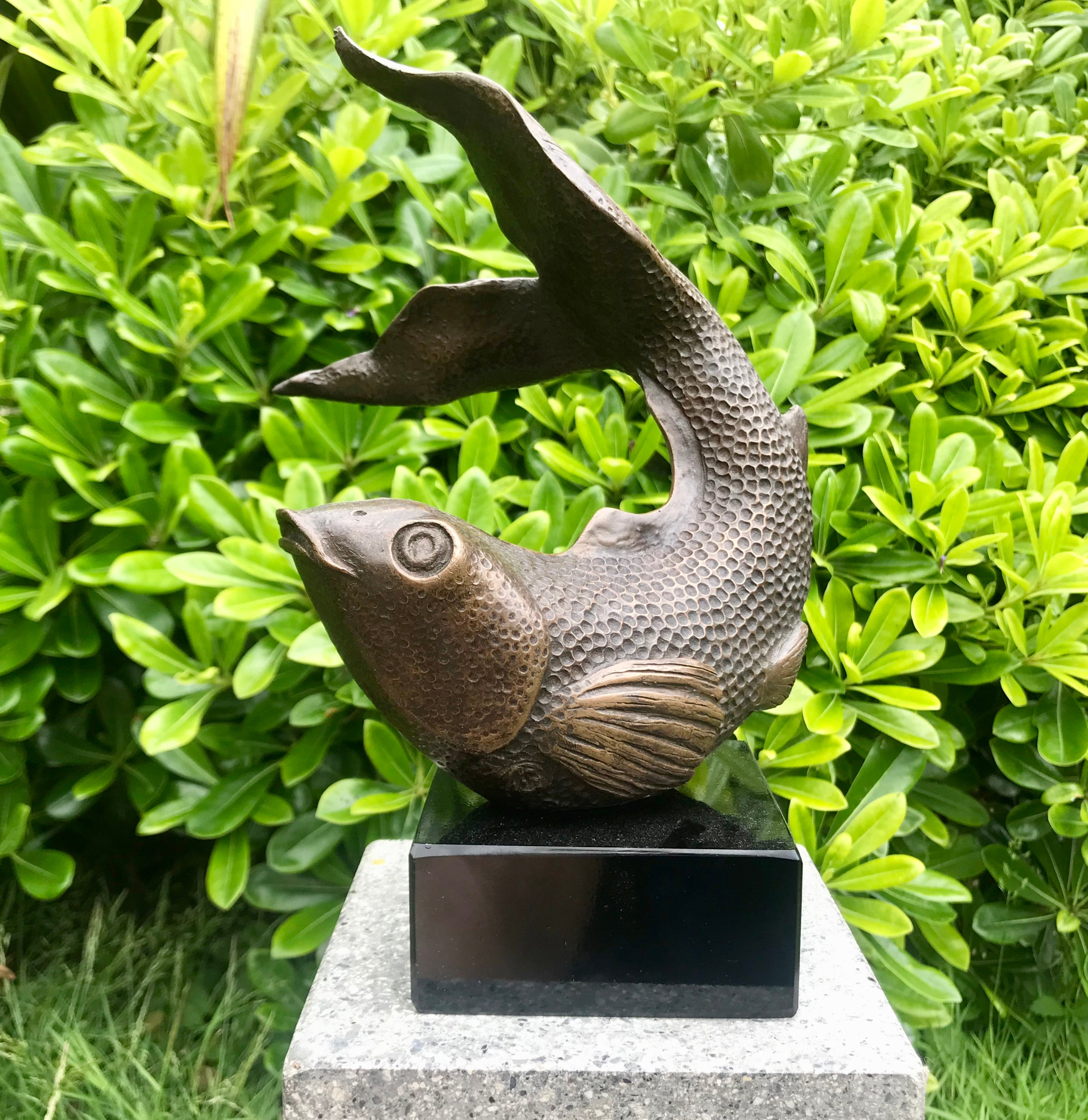 Fish Sculpture, Koi Carp Sculpture, Limited Edition, bronze, black