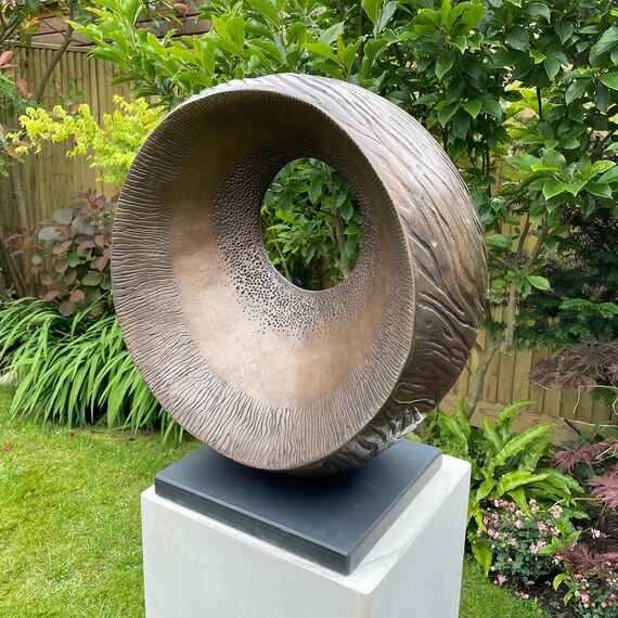 Garden sculpture modern, Large bronze abstract statue: 56cm / 22 in, Low Tide