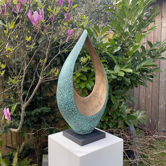 Together Sculpture – Modern Abstract Bronze Garden Sculpture | Contemporary Outdoor Art for Home & Garden | 70cm / 28in. height