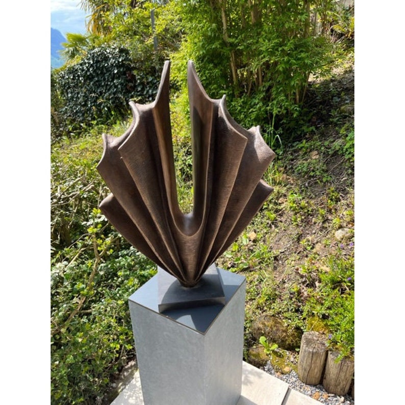 Large modern garden sculpture, Unwavering bronze sculpture, outdoor abstract sculpture, contemporary sculpture, yard statue image 2