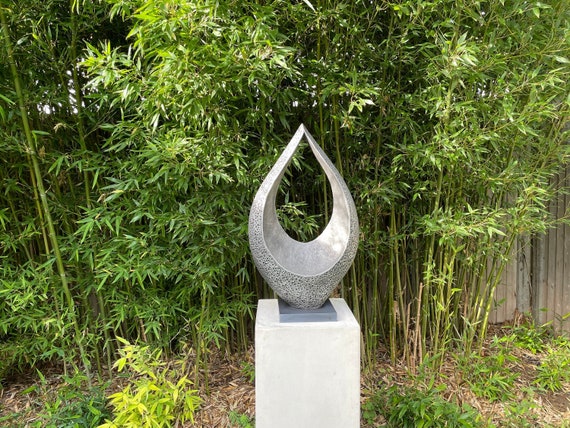 Silver outdoor sculpture, large modern garden statue, handmade sculpture art, abstract garden sculpture, silver yard decor, 'Together'