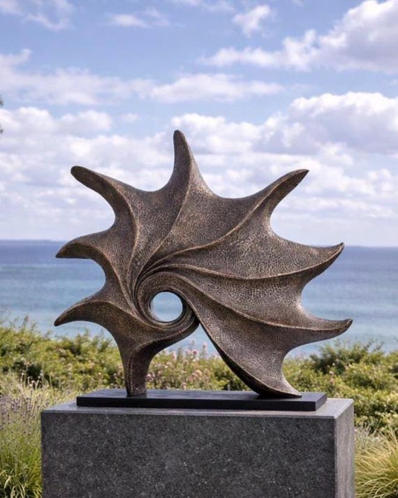 Garden sculpture modern, Large bronze abstract statue: 73cm x 81cm, (29in x 33in), Ocean