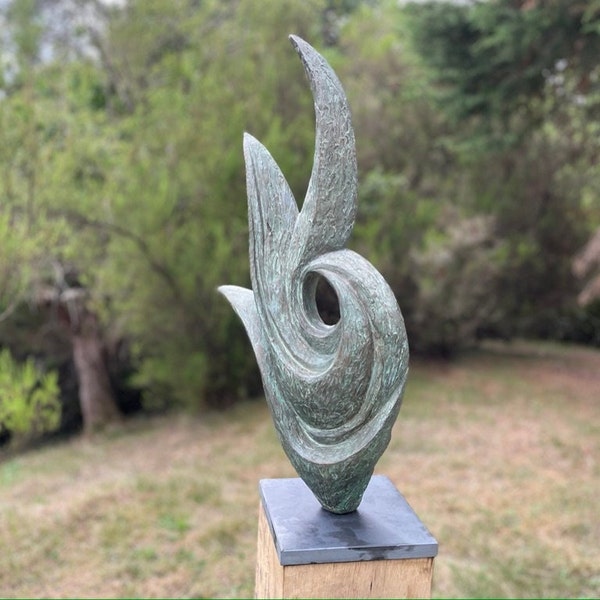 Moderne Bronze Skulptur, 'Rise', limitierte Auflage, abstrakte Skulptur, zeitgenössische Skulptur, moderne Gartenstatue