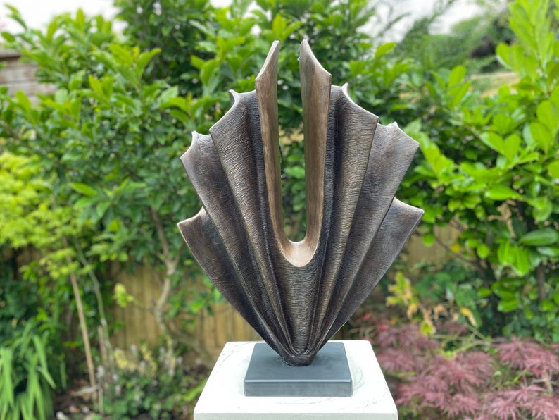 Large modern garden sculpture, Unwavering bronze sculpture, outdoor abstract sculpture, contemporary sculpture, yard statue image 1