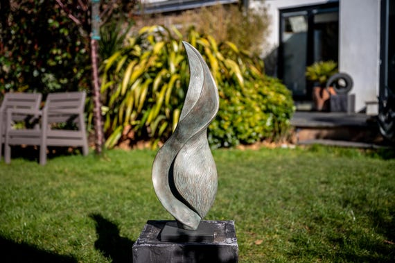 Organic garden sculpture, abstract bronze garden sculpture, contemporary garden statue, 'Undulation', Limited edition sculpture