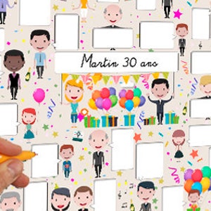 Guestbook paper poster to personalize. Birthday gift idea. 40 bubbles. Ideal gift to keep a souvenir of the party image 3