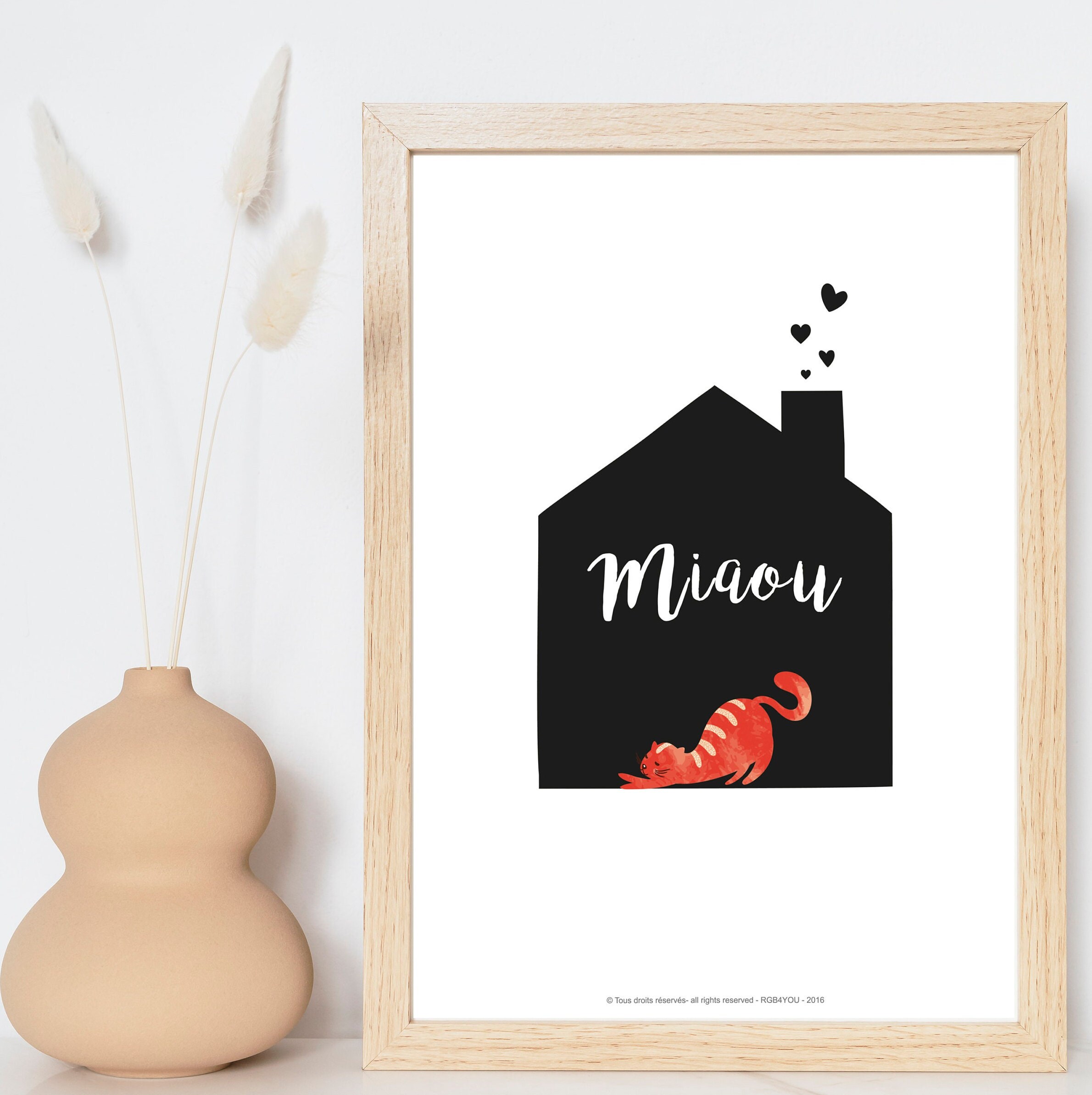 Affiche à Encadrer. Poster Murale. Collection La Maison Du Chat/Bienvenue Chez Mon Chat. Format A4.